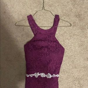 Burgundy sparkly prom dress